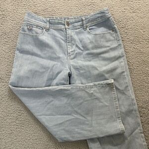 Chicos Platinum Jeans Womens 1‎ US Medium 8 Blue Denim Thelma Capri Light Wash